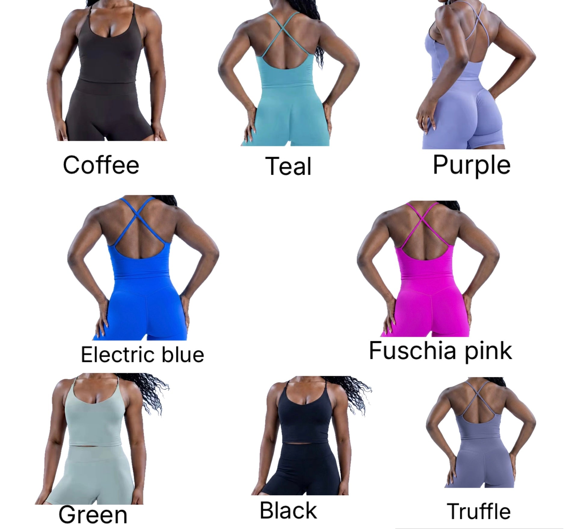 Embrace 2026 cross back padded tank top and scrunch seamless shorts set