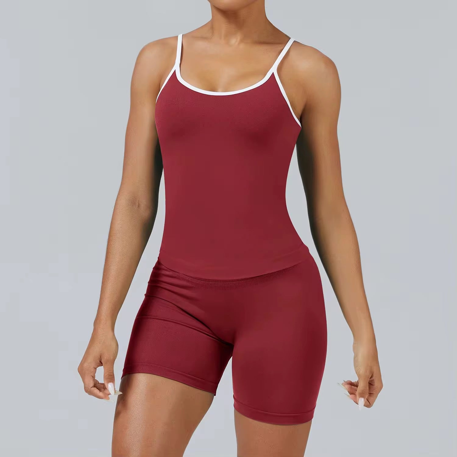 2025 Energy colourblock padded tank top scrunch shorts set