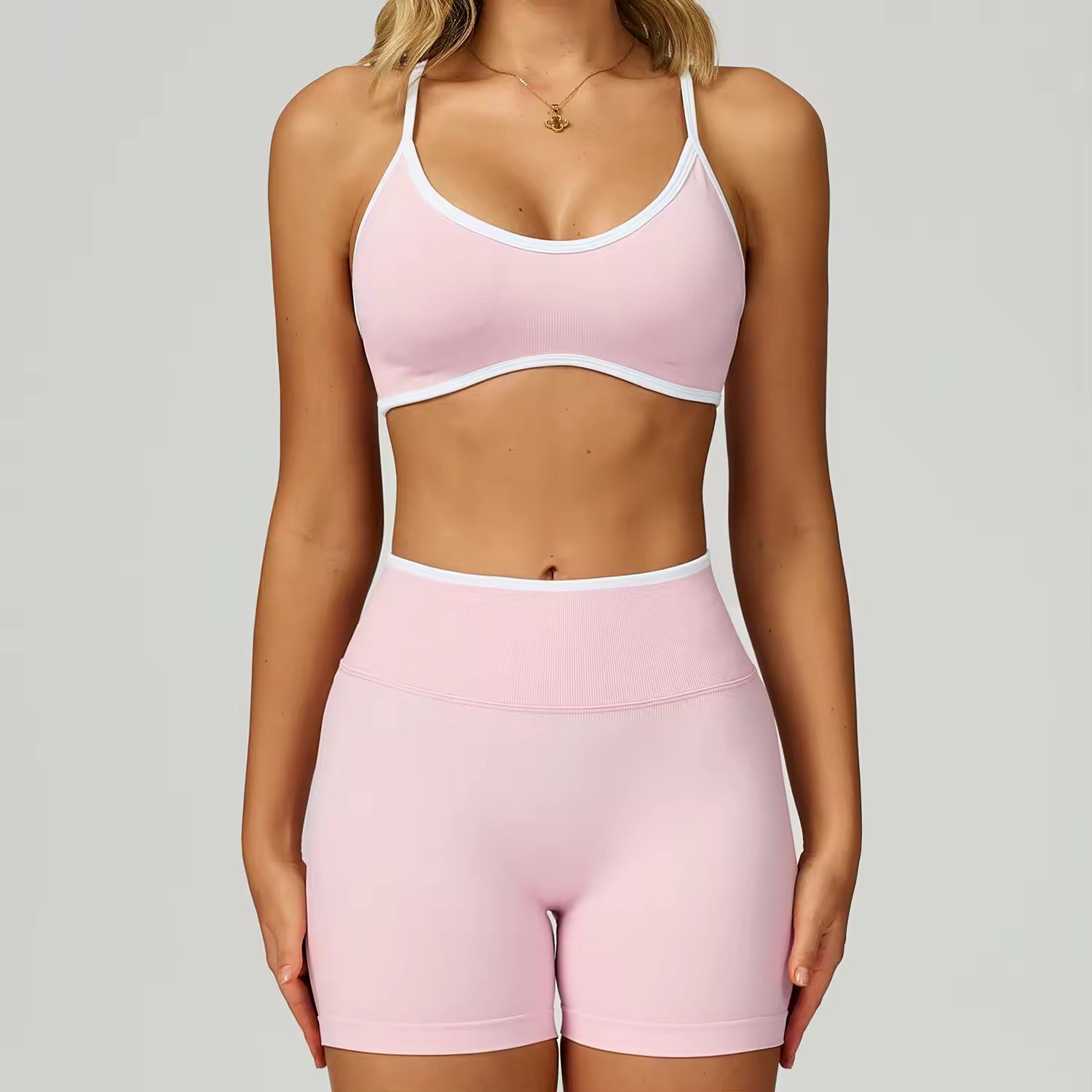 2026 Embrace classic scrunch shorts set adjustable strap bra set (S-2XL)