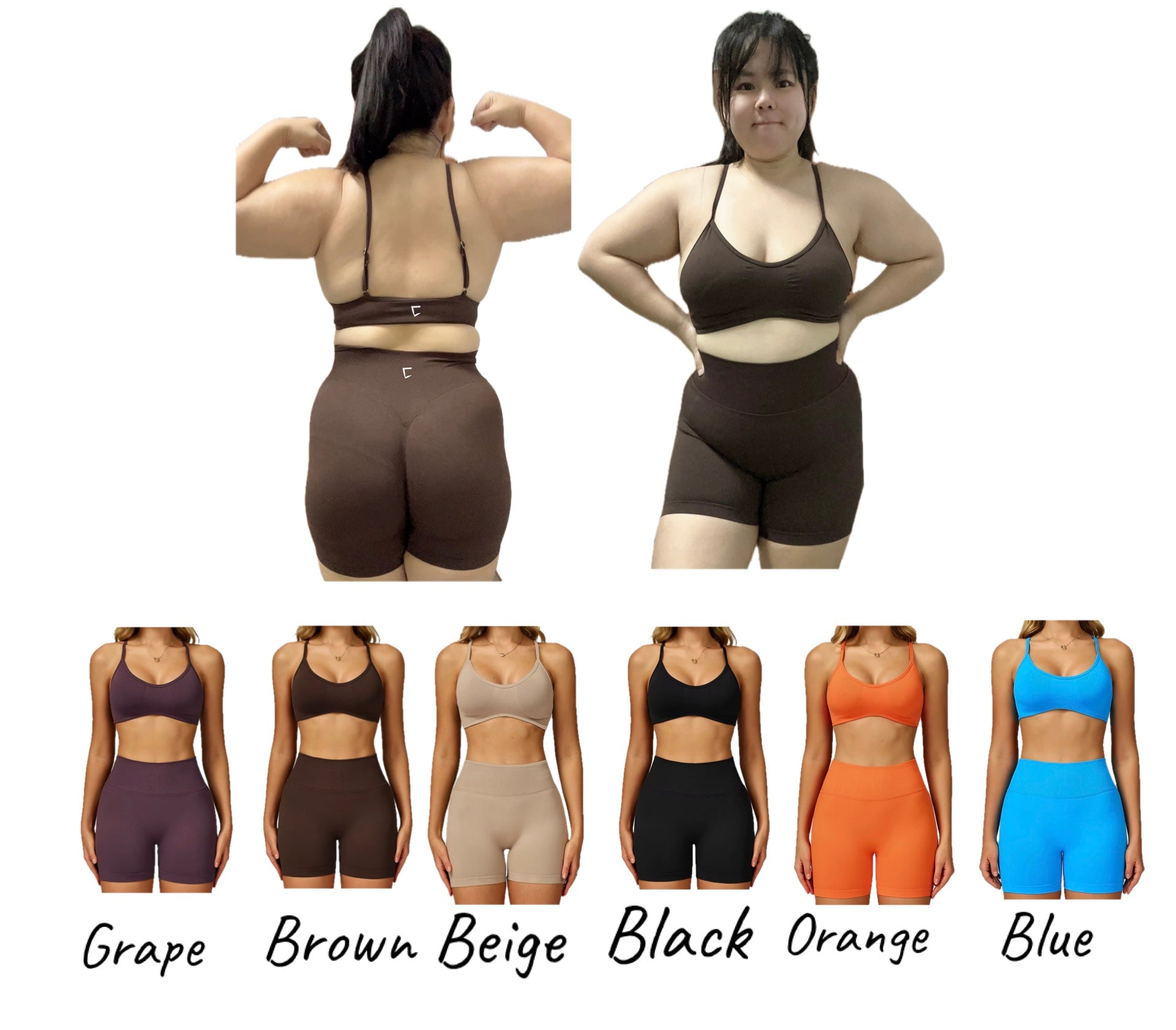 2025 Energy classic scrunch shorts/leggings adjustable strap bra set