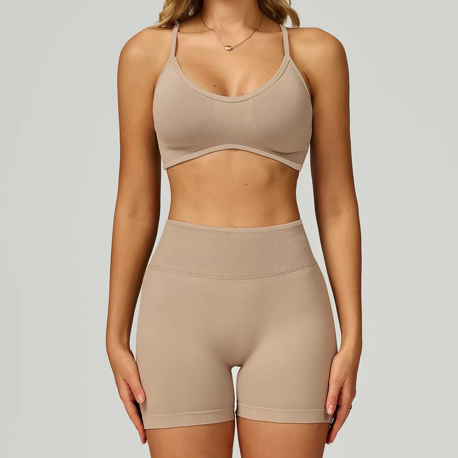 2026 Embrace classic scrunch shorts set adjustable strap bra set (S-2XL)