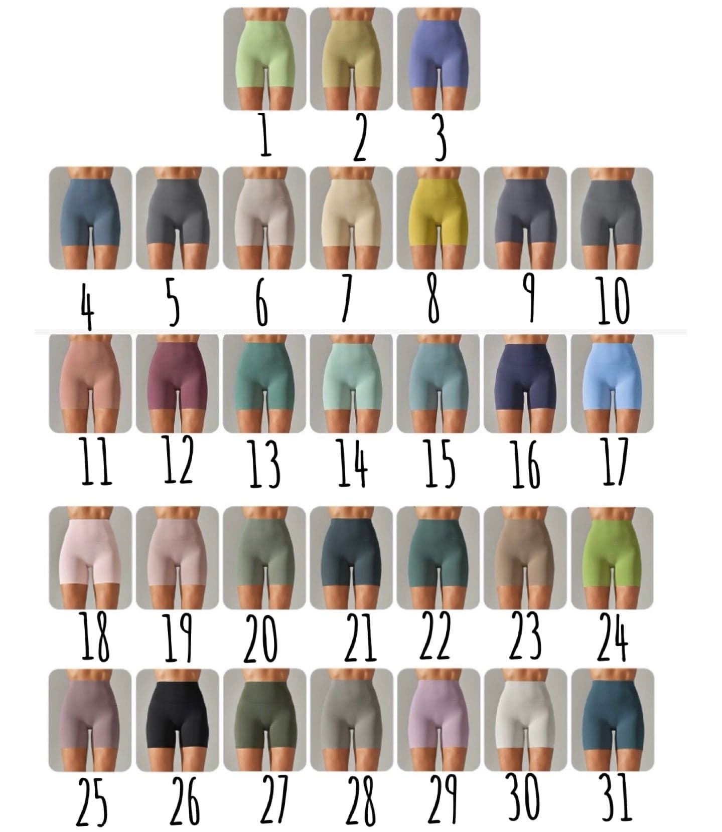Everyday seamless shorts (latest fabric) colours 1-15