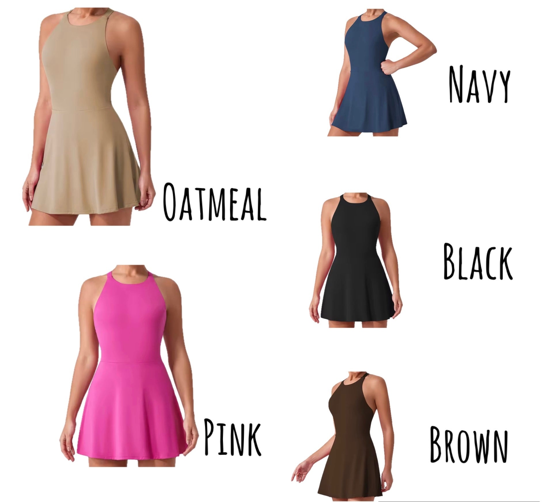 Everyday high neck crossback dress (skorts underneath)