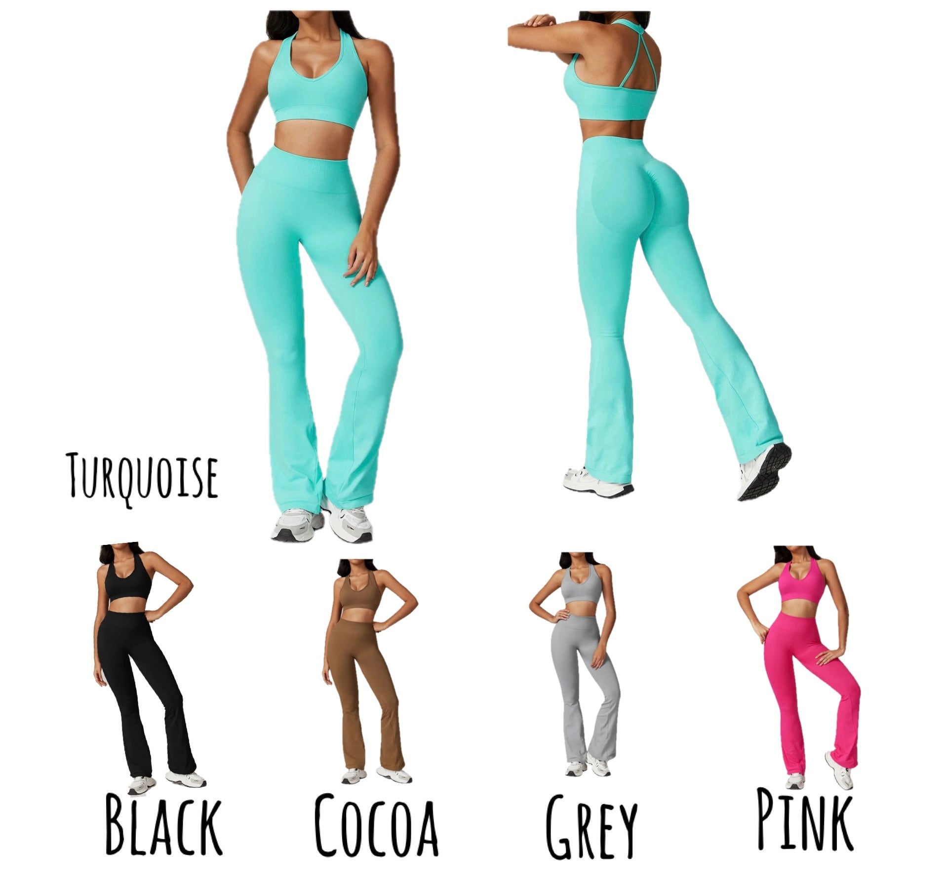 Embrace v back bra scrunch flare leggings set