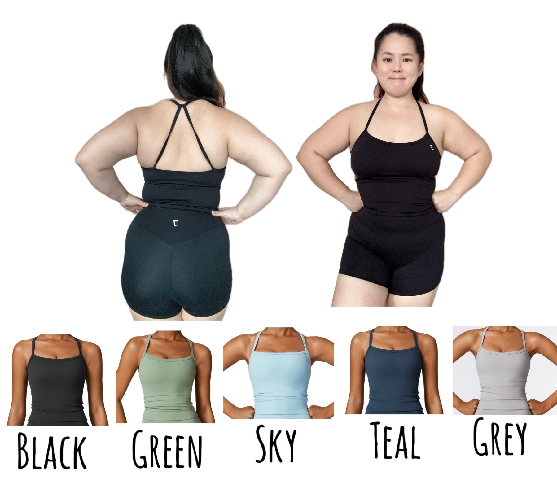 Everyday crossback full length padded tank top shorts set