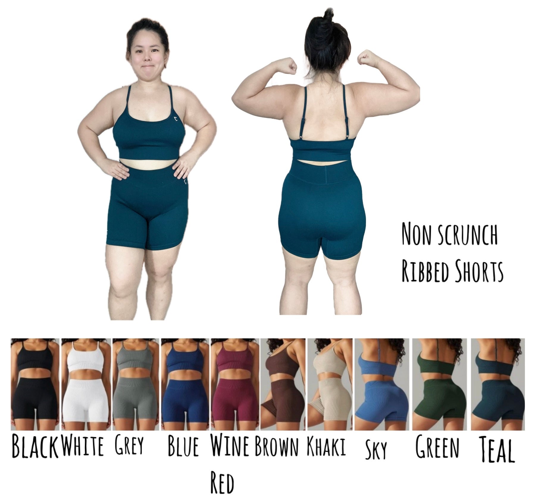 Embrace v9 non scrunch ribbed shorts set