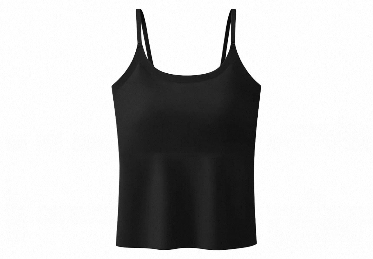2026 Everyday smooth spaghetti strap tank top low impact with padding (full length)