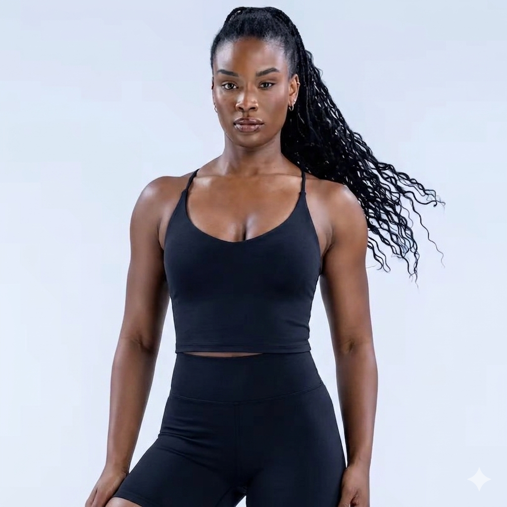 Embrace 2026 cross back padded tank top and scrunch seamless shorts set
