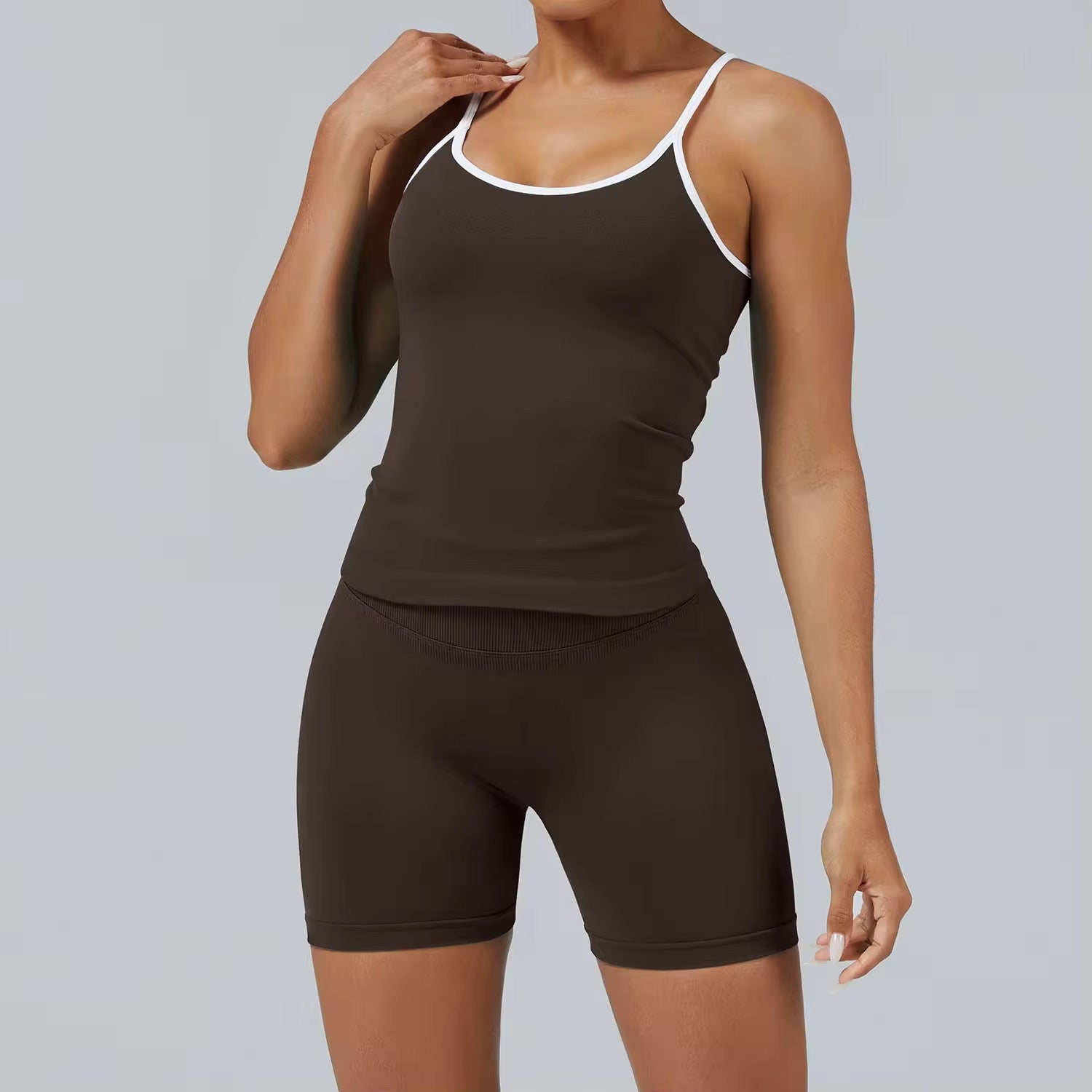 2025 Energy colourblock padded tank top scrunch shorts set