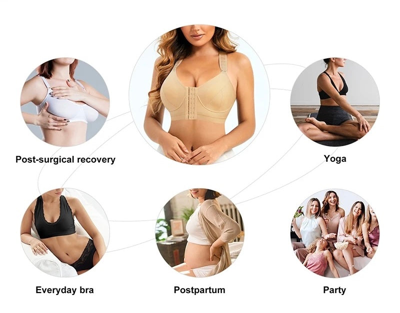 Everyday front clasp adjustable shoulder strap padded bras (post partum, post surgery, daily use)