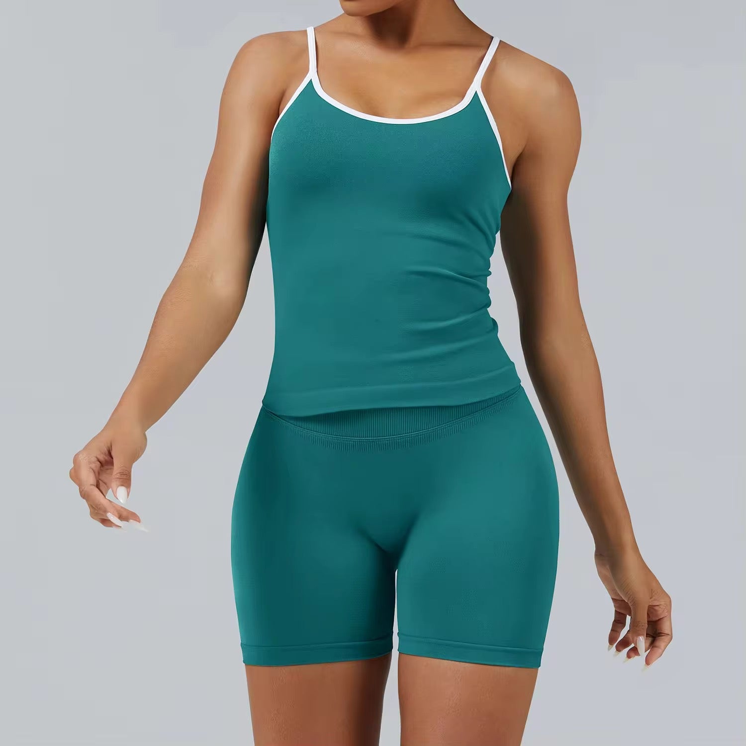 2025 Energy colourblock padded tank top scrunch shorts set