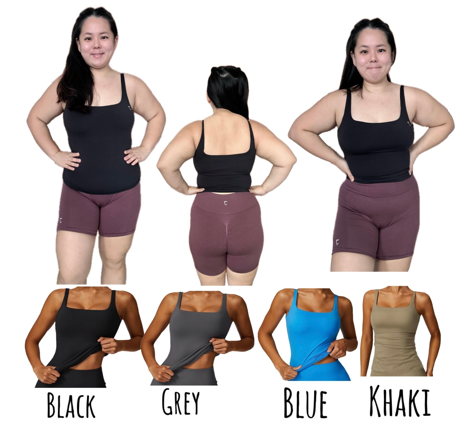 Everyday rectangular neck padded full length tank top