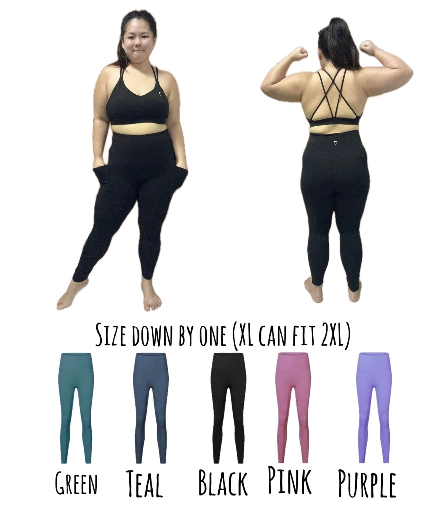 Essential seamless pocket leggings set (do size down by one) XL can fit 2XL - do check if you are okay with the design of the leggings before ordering