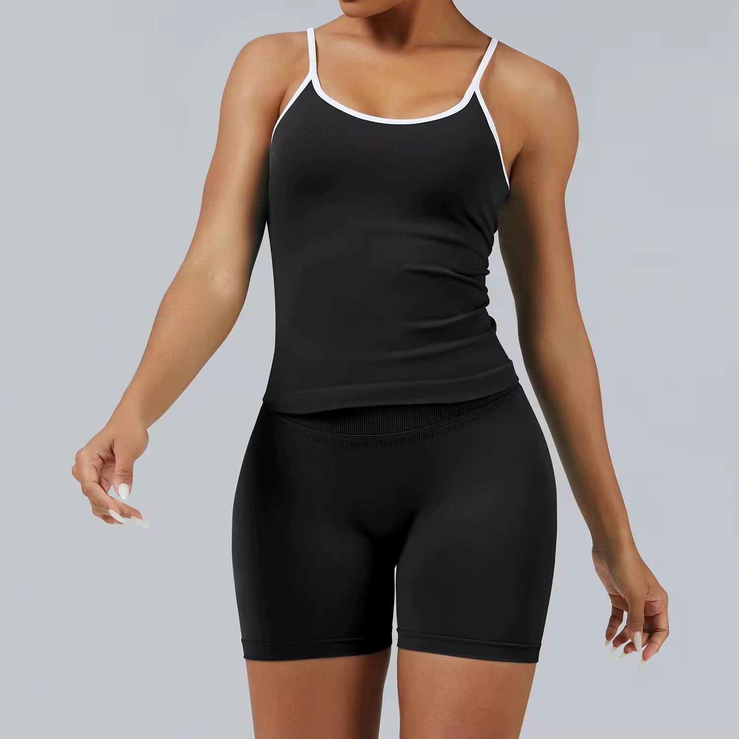 2025 Energy colourblock padded tank top scrunch shorts set