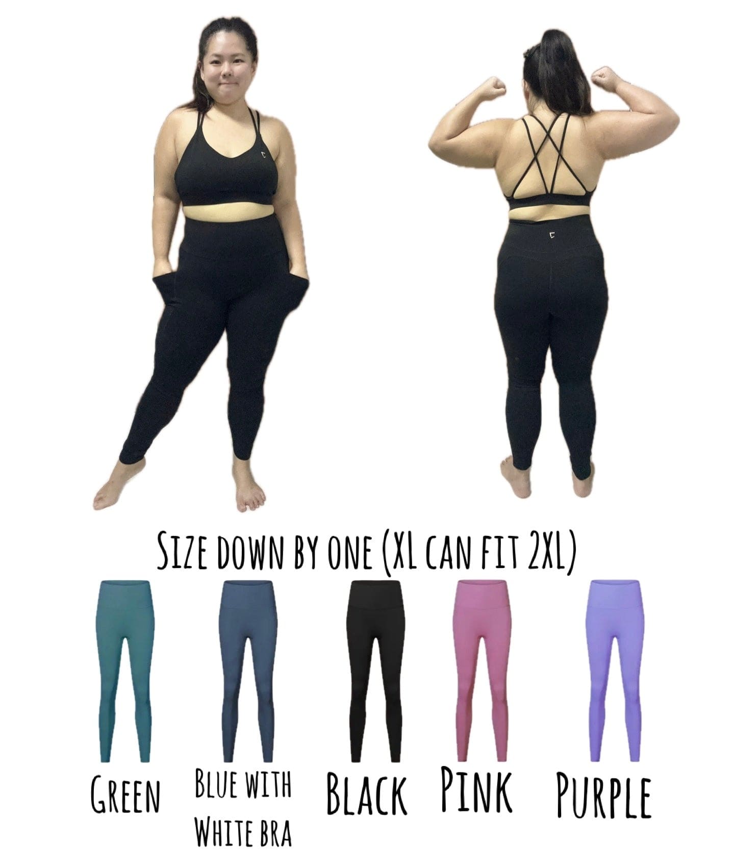 Essential seamless pocket leggings set (do size down by one) XL can fit 2XL - do check if you are okay with the design of the leggings before ordering