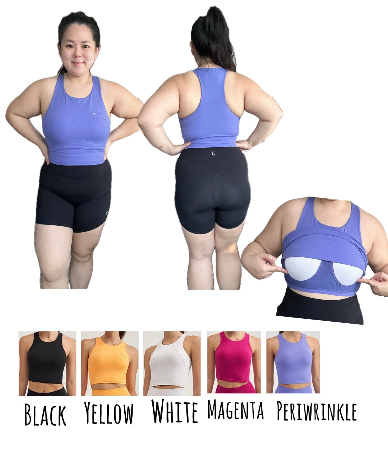 Everyday built in padding high neck Racerback crop tank top