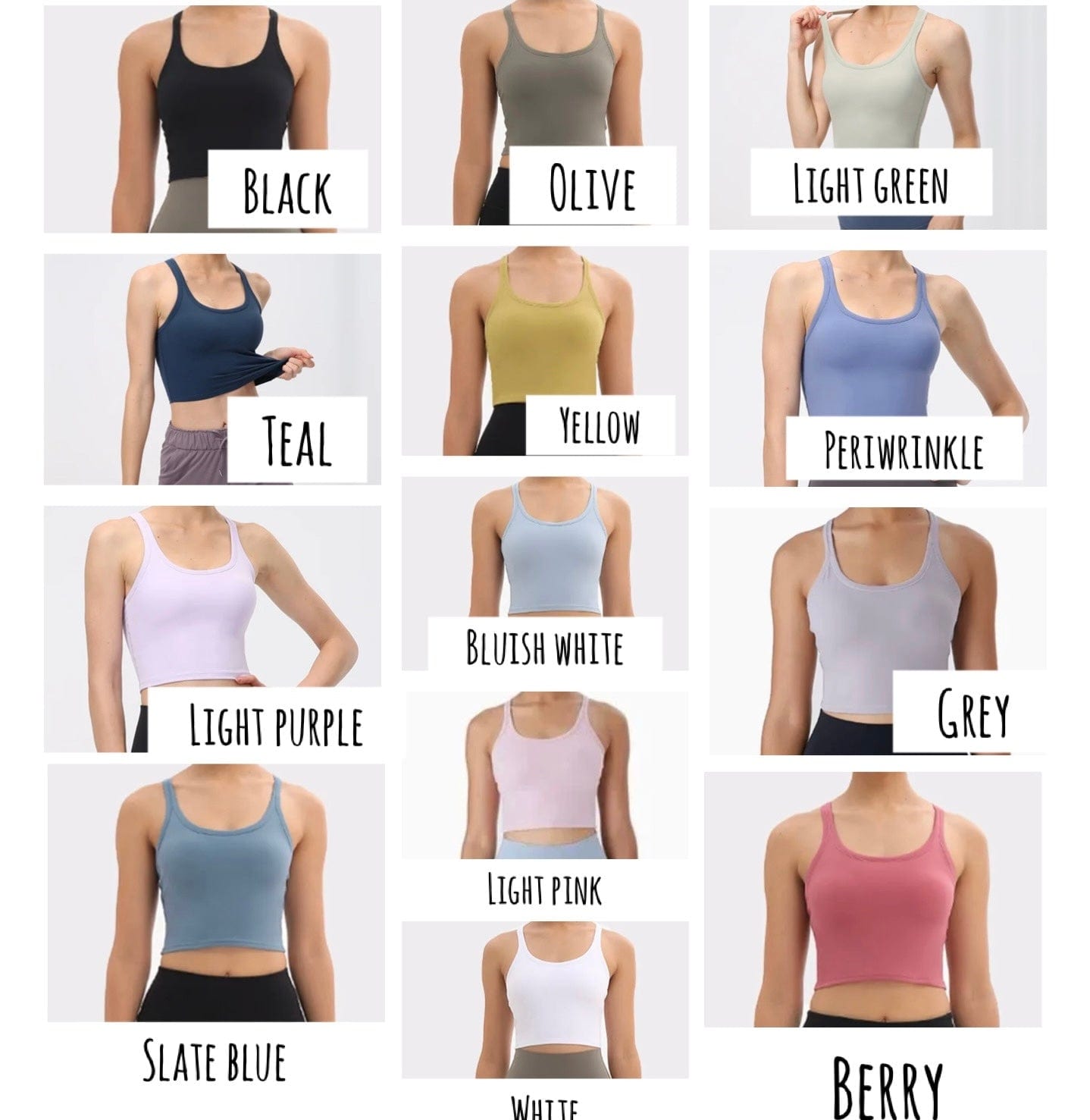 Everyday longline racerback bra / padded tank top (crop version)