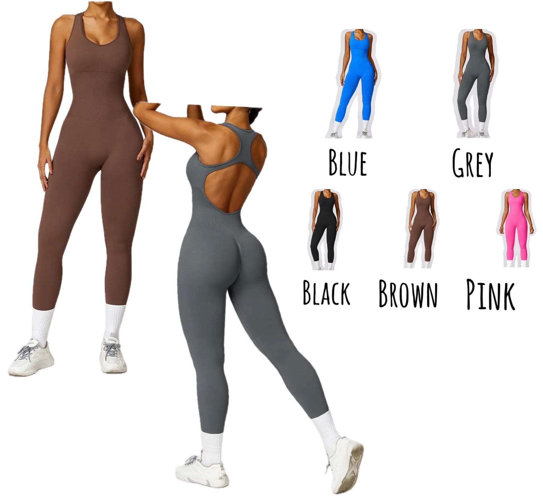 Embrace hollow back padded jump suit (S-L) compressive