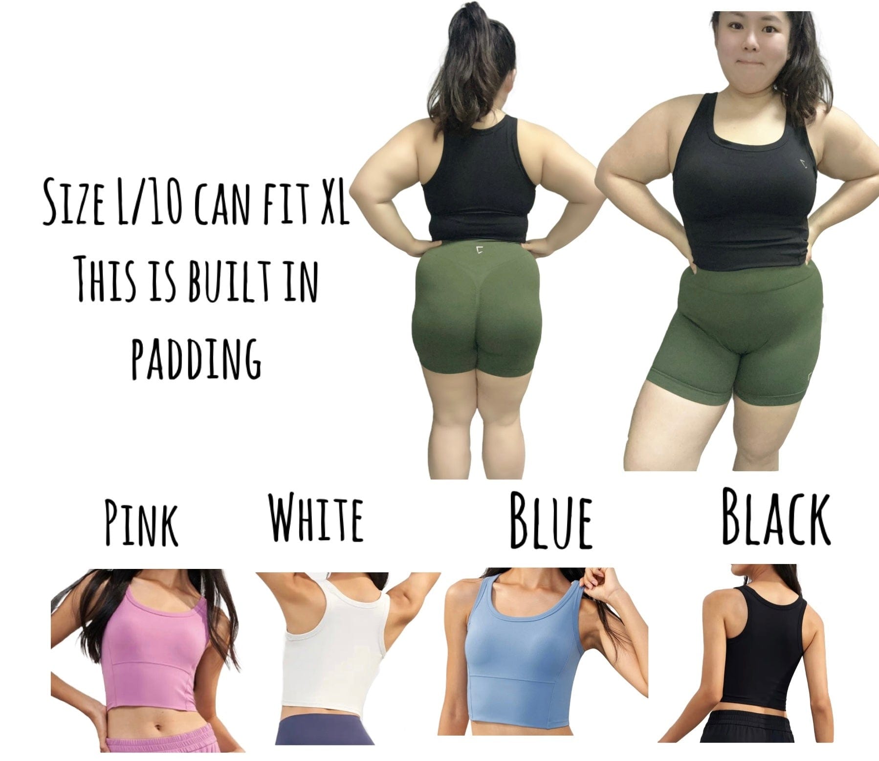 Everyday built in padding u neck tank top (L/10 can fit XL)
