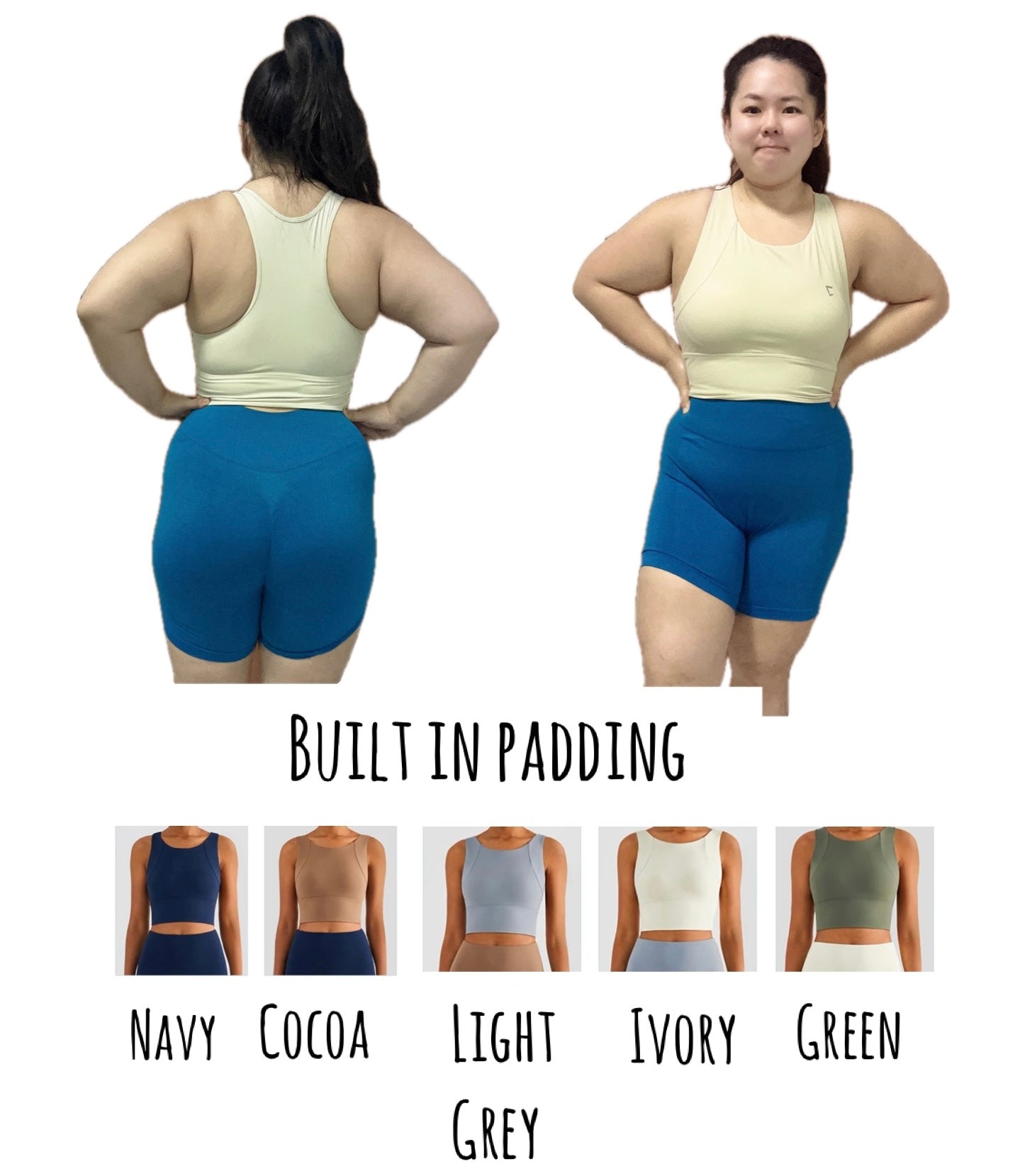 Everyday high neck racerback built in padding crop top