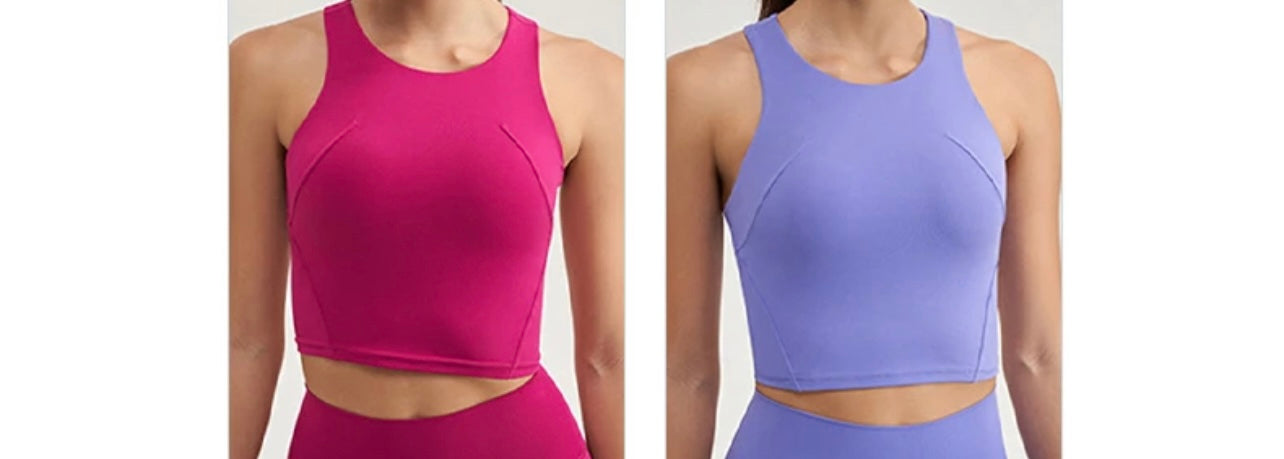 Everyday built in padding high neck Racerback crop tank top