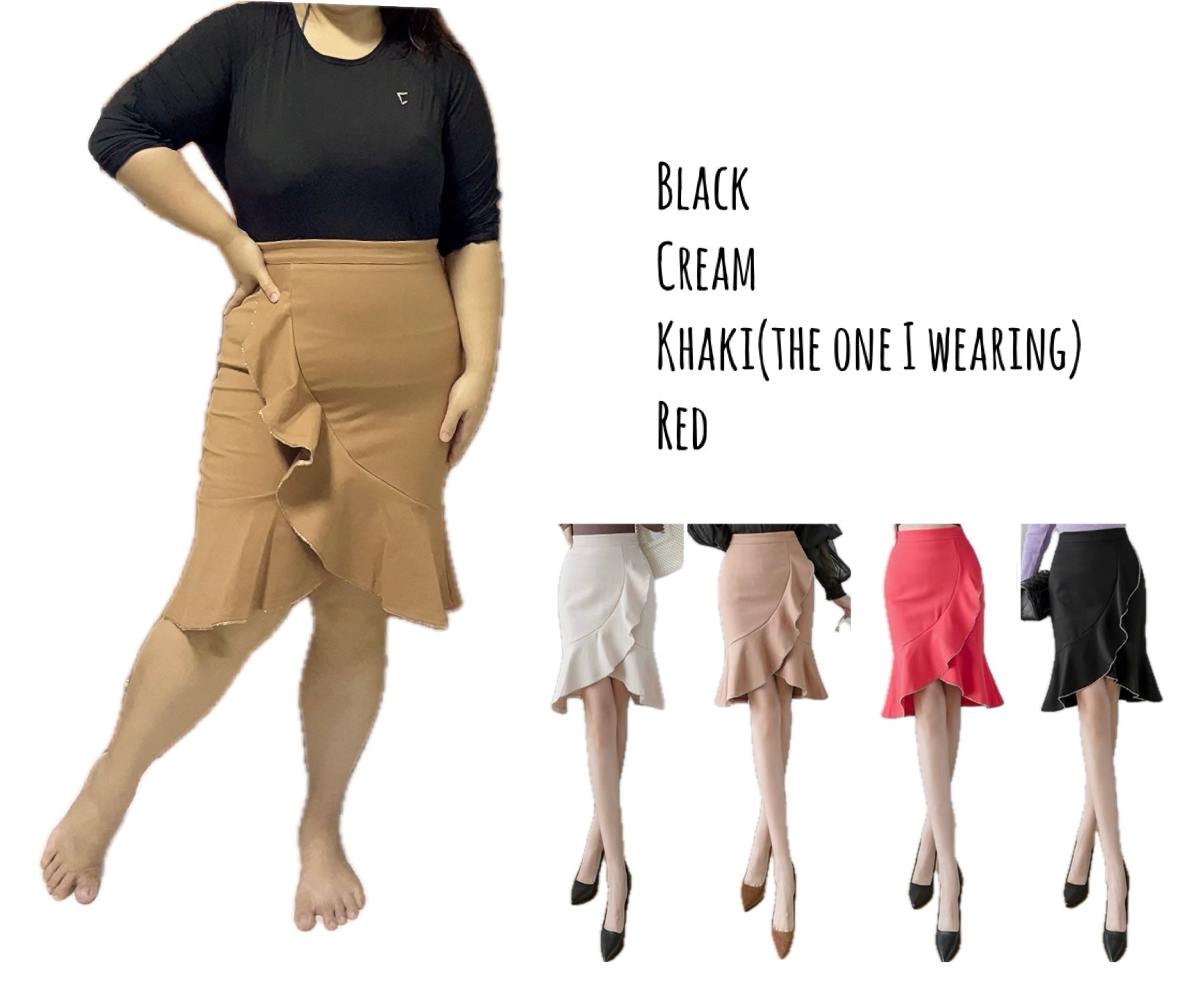 Everyday stretchy cotton high waisted skirt - style 1