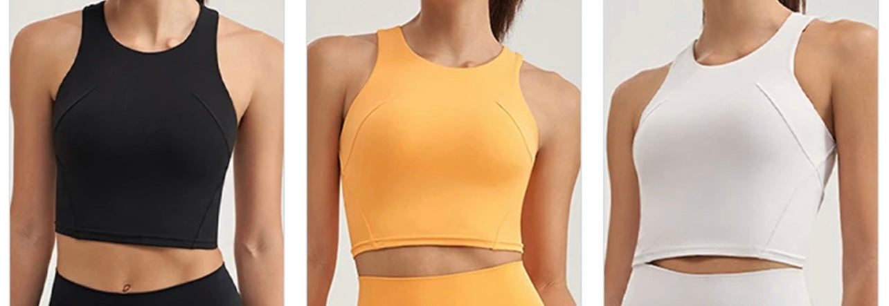 Everyday built in padding high neck Racerback crop tank top