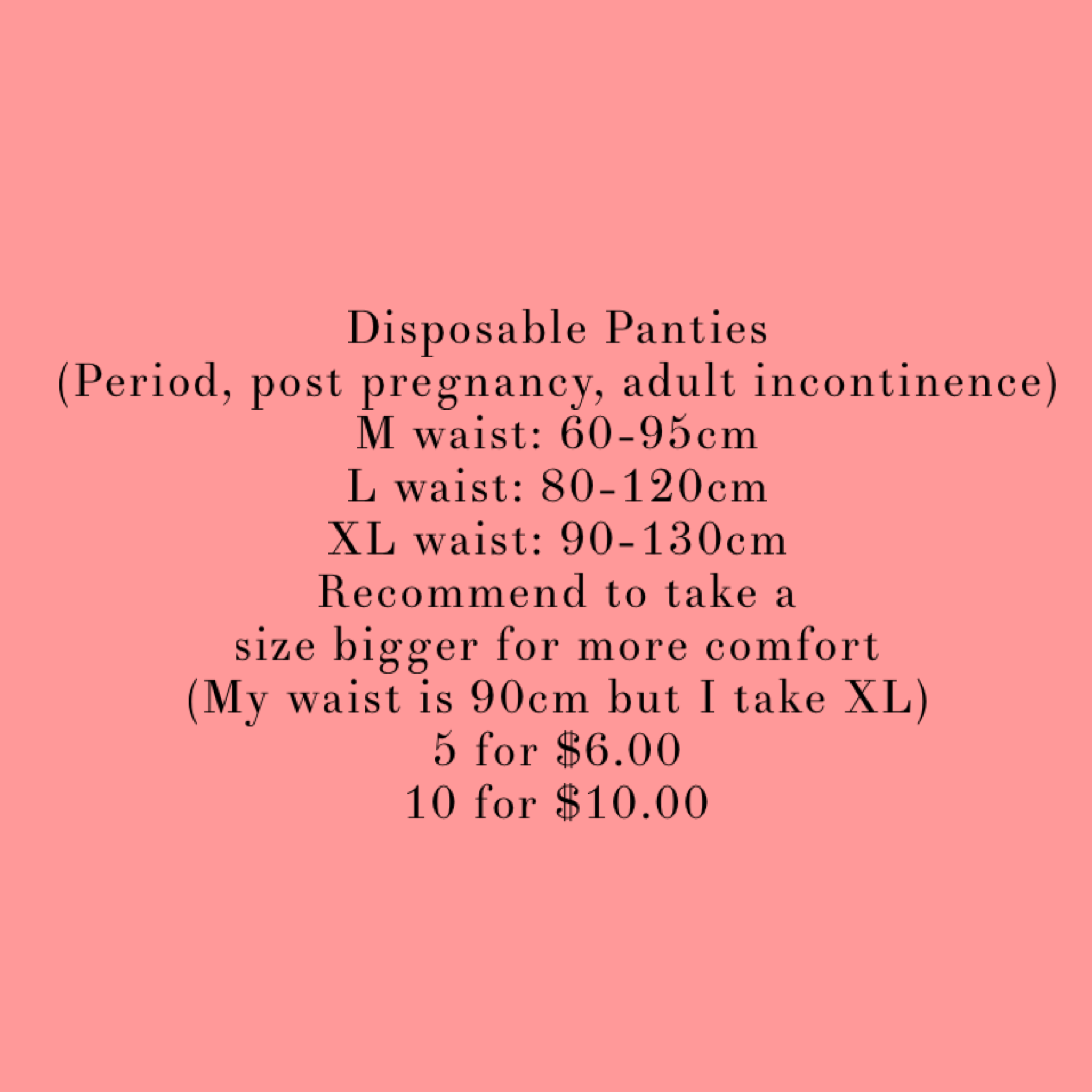 My best kept secret panties (disposable panties) - for Period, post pregnancy, adult incontinence