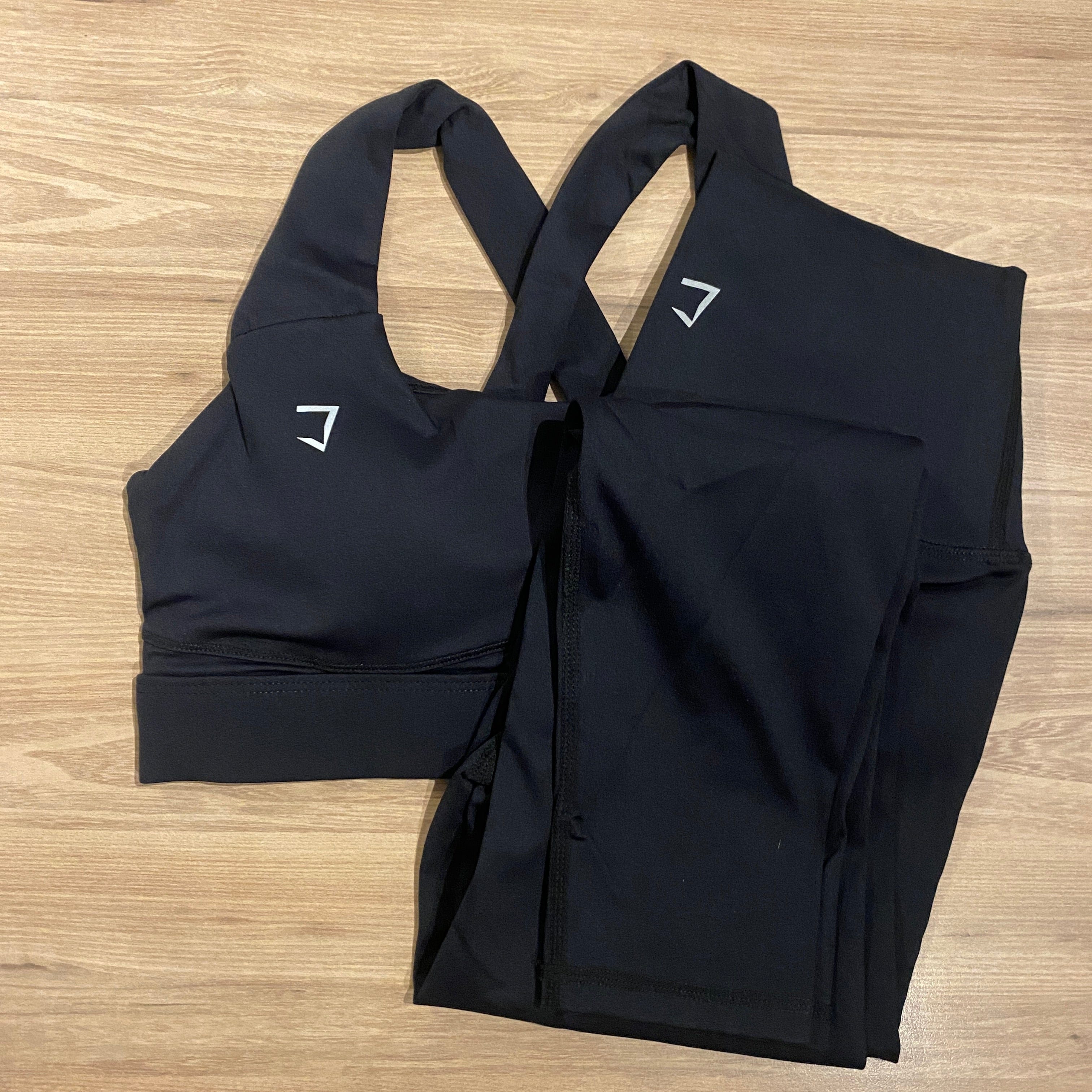 Curves high impact built in padding crossback with clasp leggings set