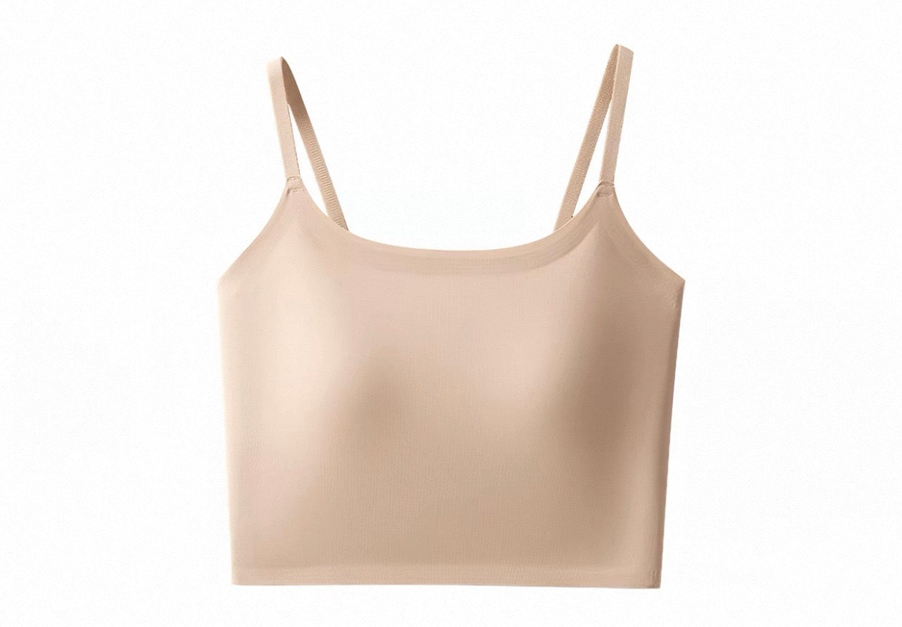2026 Everyday smooth spaghetti strap tank top low impact with padding (crop version)