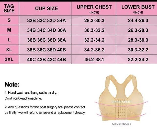 Everyday front clasp adjustable shoulder strap padded bras (post partum, post surgery, daily use)