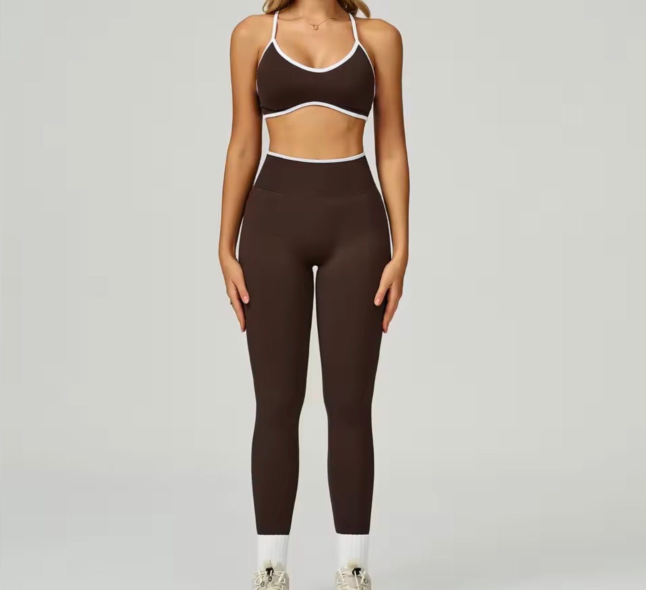 2026 Embrace classic scrunch leggings set adjustable strap bra set (S-2XL)