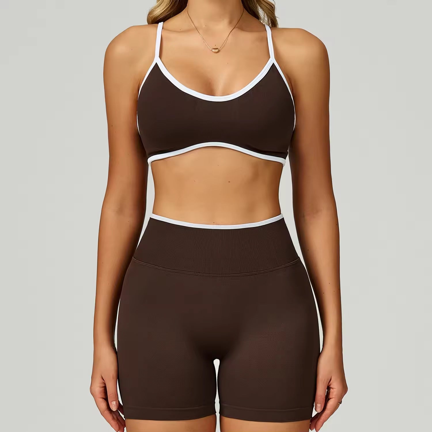 2026 Embrace classic scrunch shorts set adjustable strap bra set (S-2XL)