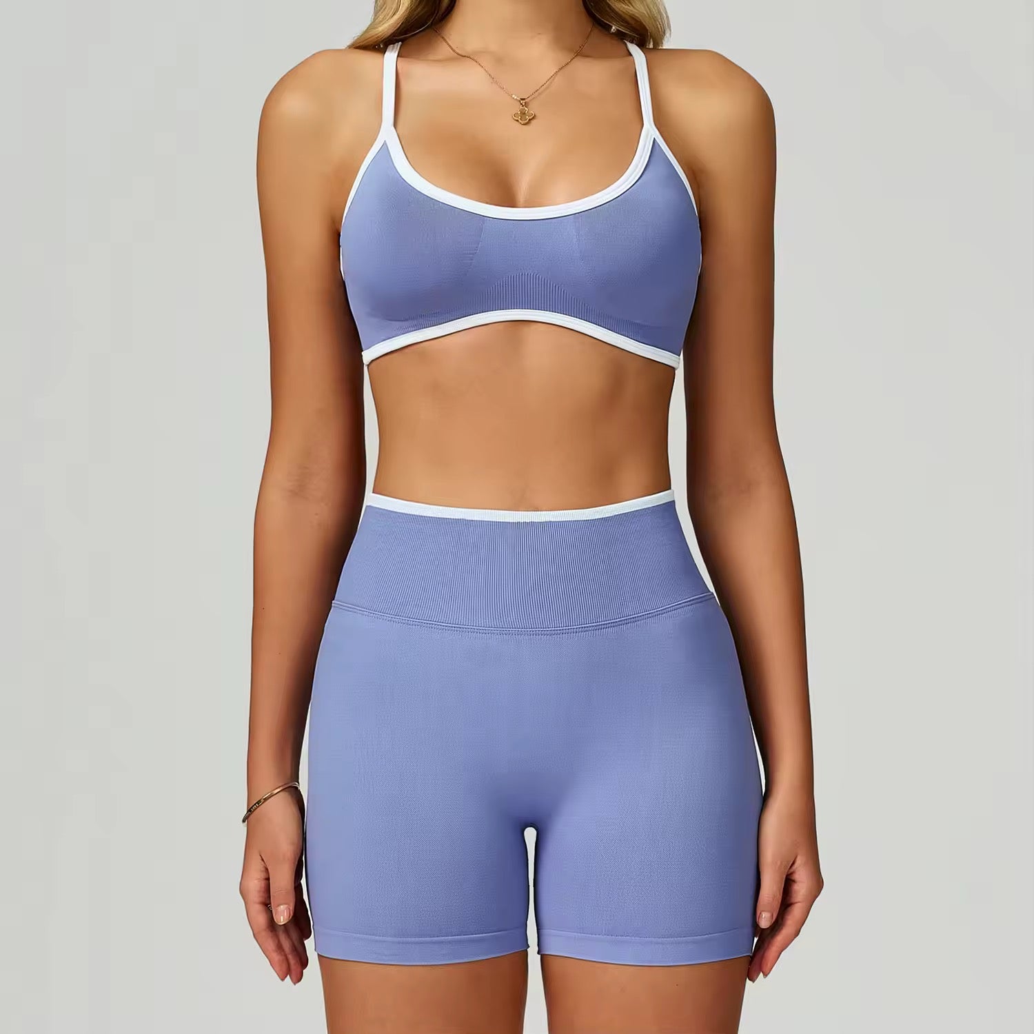 2026 Embrace classic scrunch shorts set adjustable strap bra set (S-2XL)
