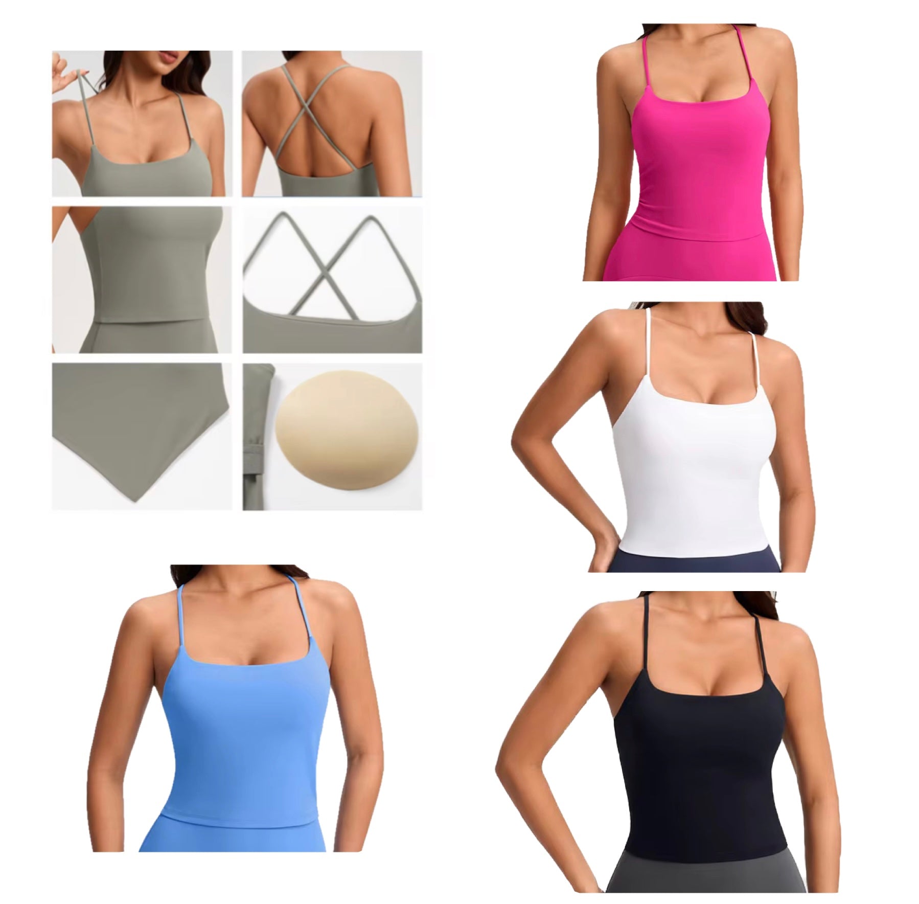 2026 Everyday cross back tank top (removable cup padding)