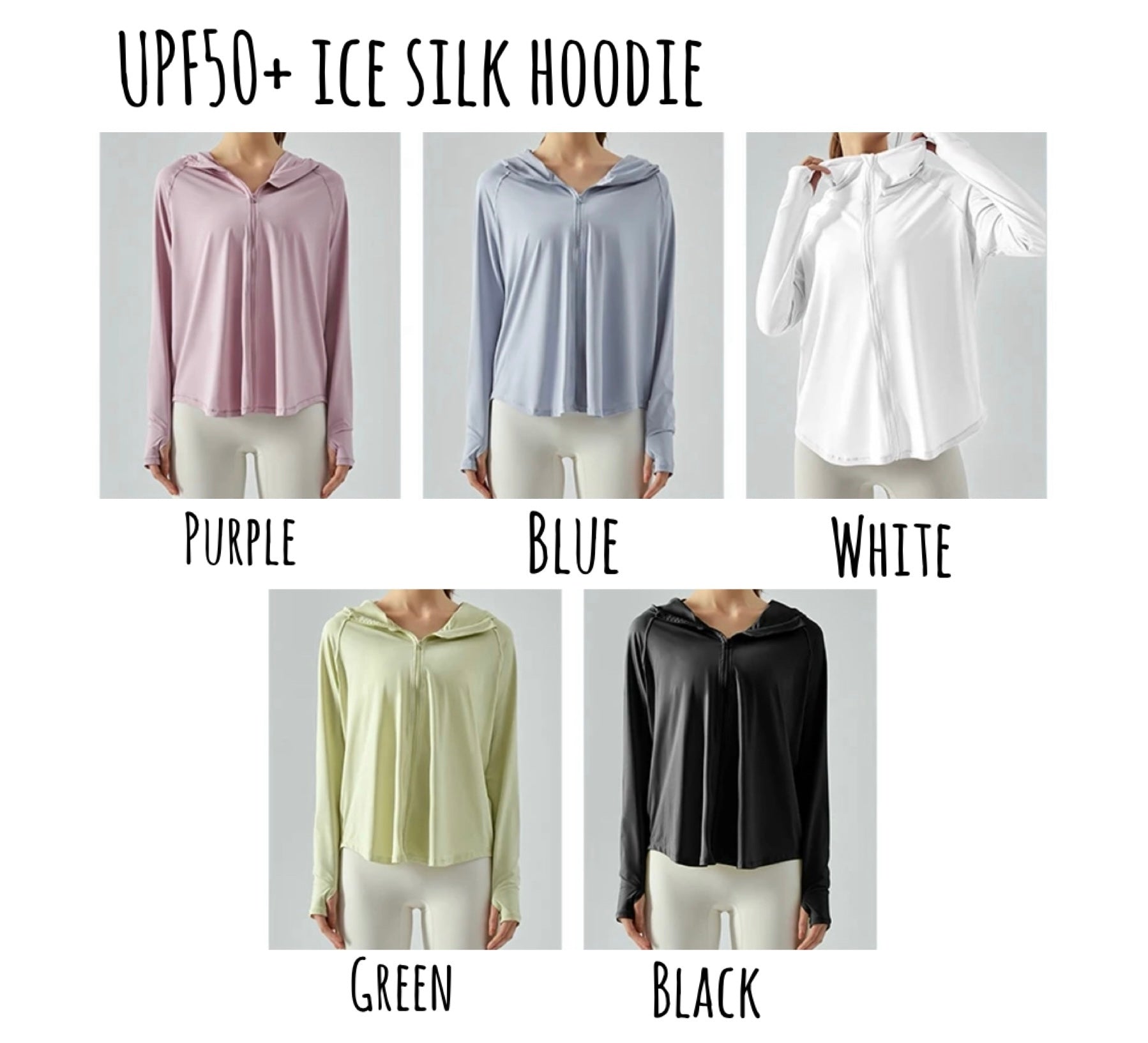 Everyday UPF50+ sun protection ice silk hoodie (with thumb hole)