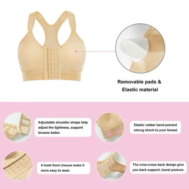 Everyday front clasp adjustable shoulder strap padded bras (post partum, post surgery, daily use)