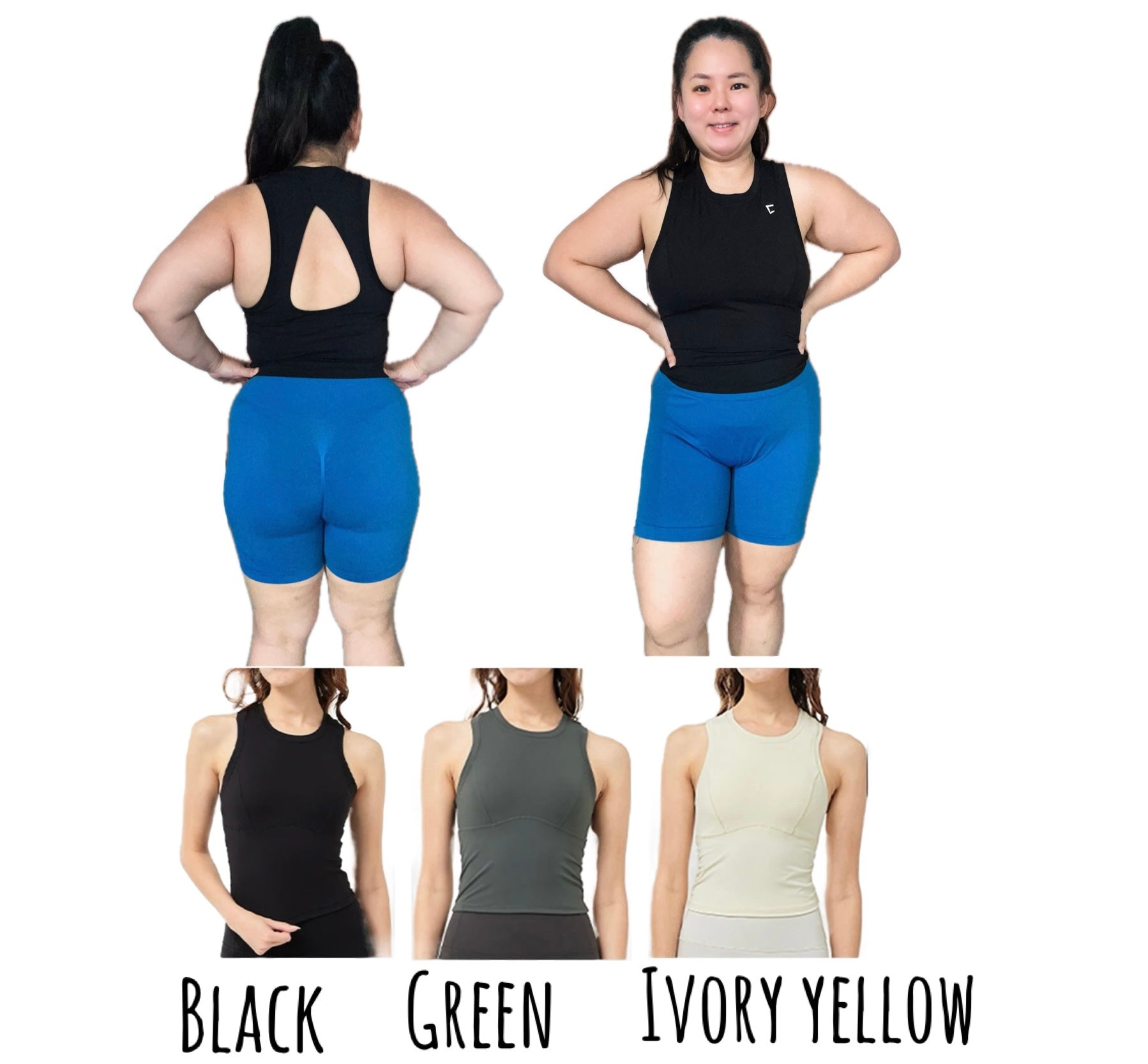 Everyday built in padding full length hollow back tank top
