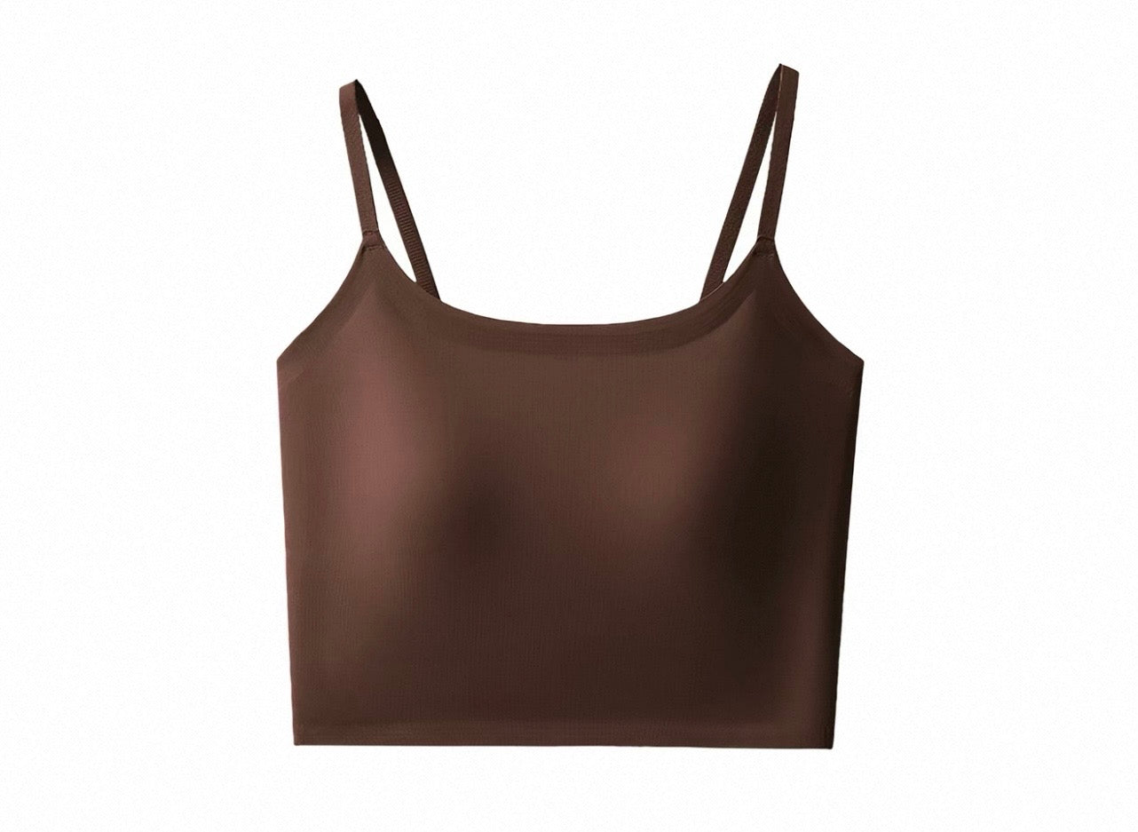 2026 Everyday smooth spaghetti strap tank top low impact with padding (crop version)