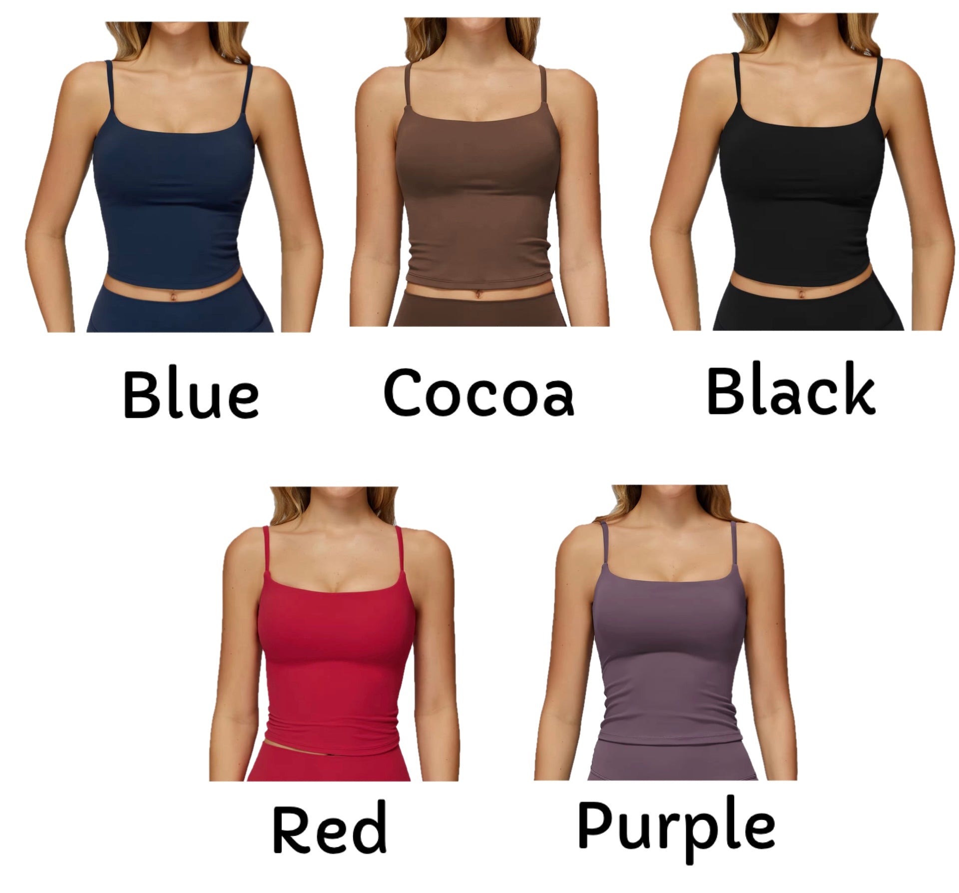 2026 Everyday spaghetti style u neck u back tank top