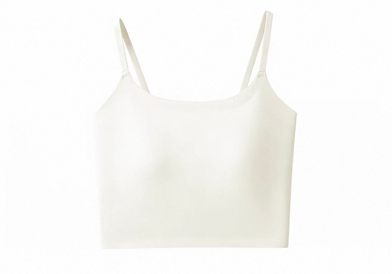 2026 Everyday smooth spaghetti strap tank top low impact with padding (crop version)