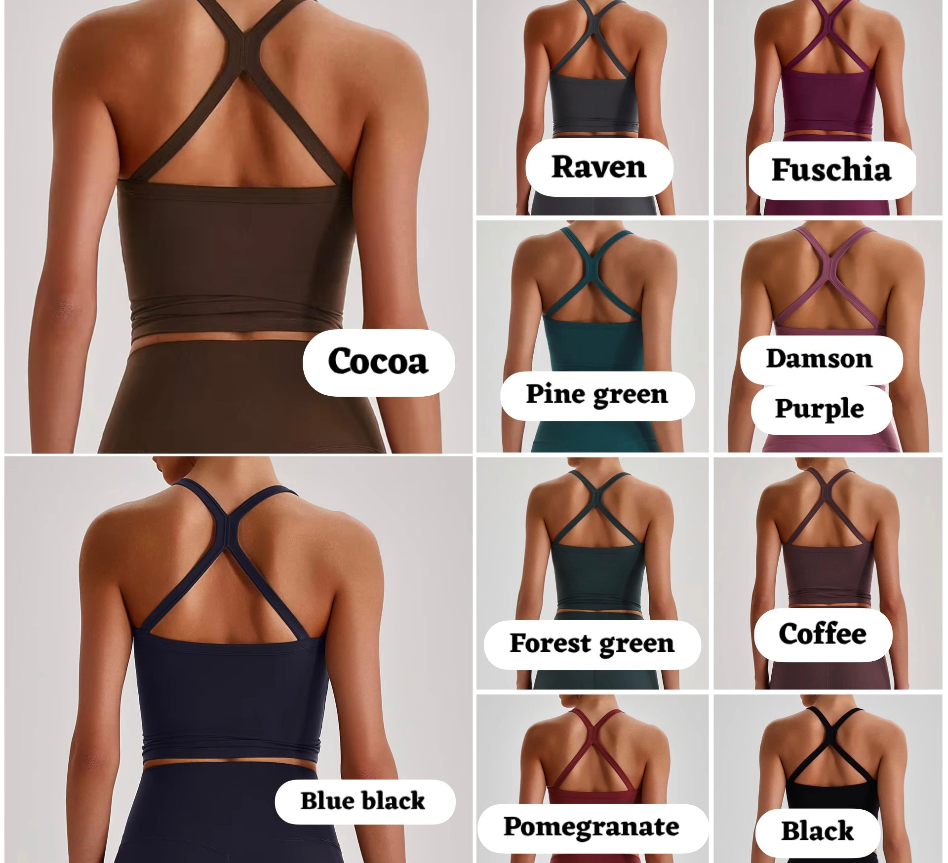 Reine 2026 cross back padded tank top (same fabric as Elite series)