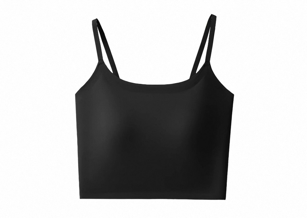 2026 Everyday smooth spaghetti strap tank top low impact with padding (crop version)