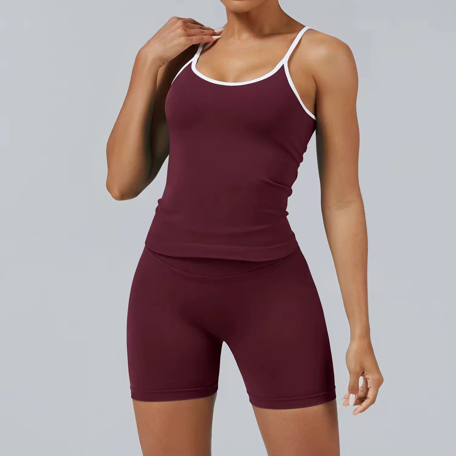 2025 Energy colourblock padded tank top scrunch shorts set