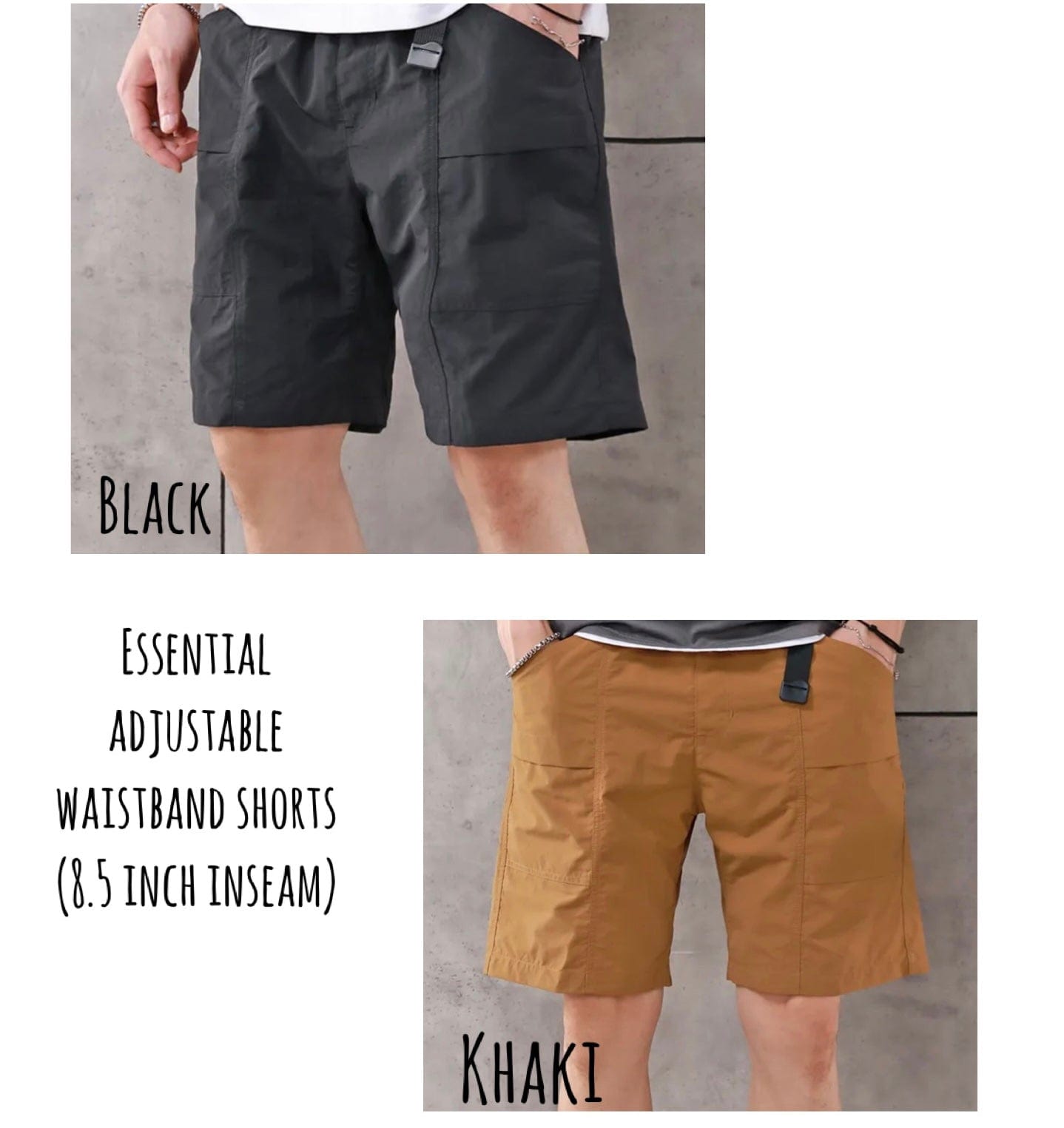 Essential adjustmentable waistband shorts (8.5 inch inseam)