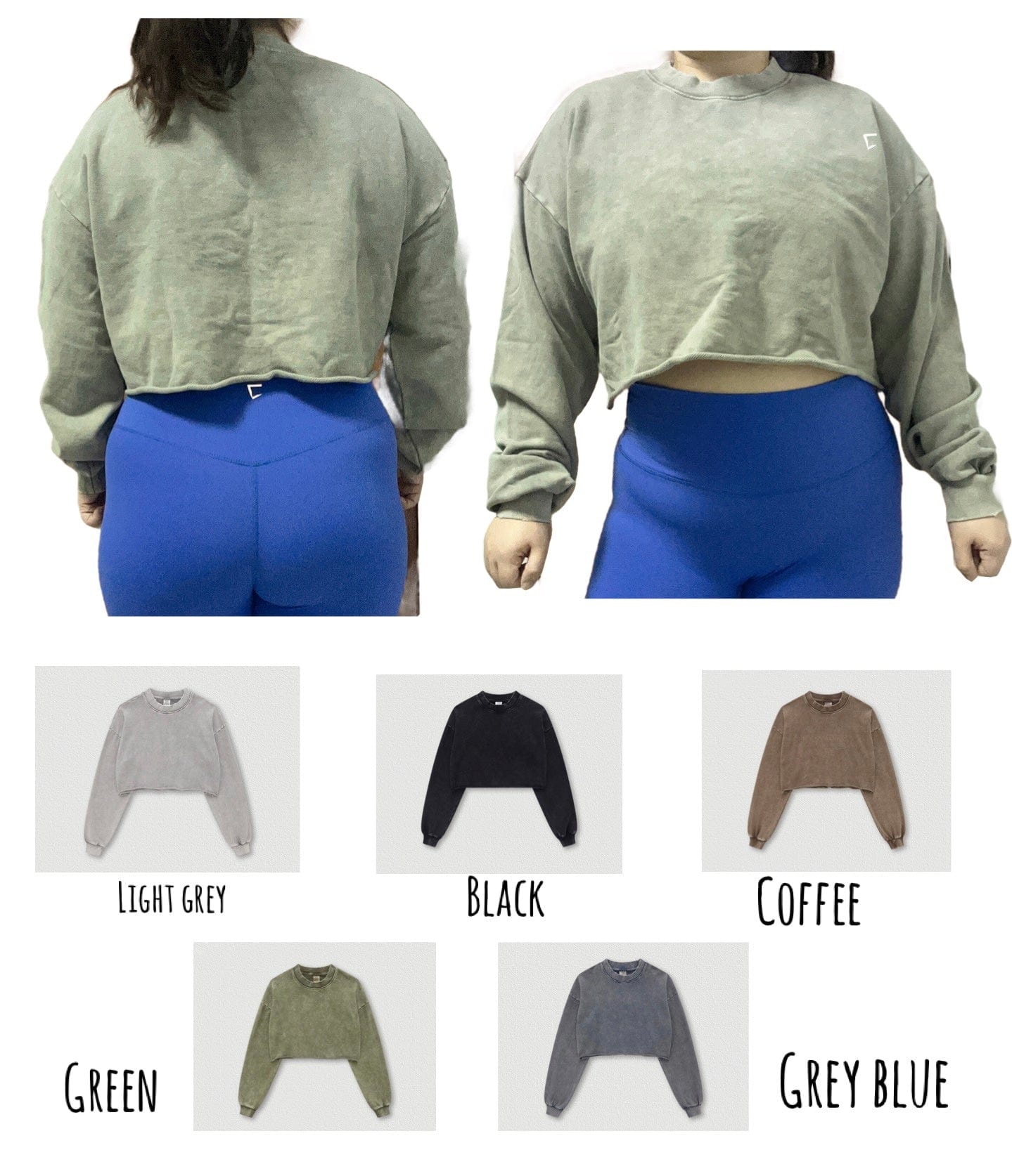 Everyday crop acid wash sweat shirt (colour may differ from photo)