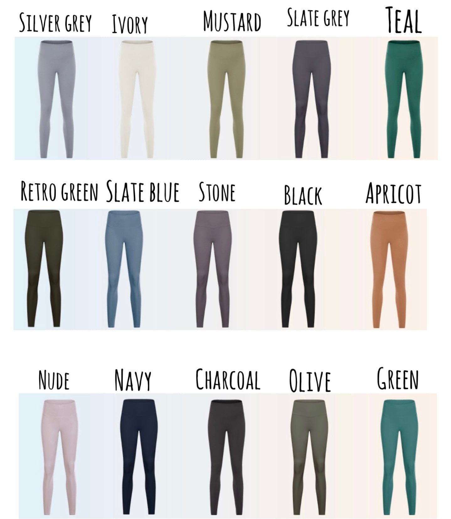 Everyday naked feel seamless leggings  (23 inch inseam) - no elastic band (size 2 to size 12) (I)