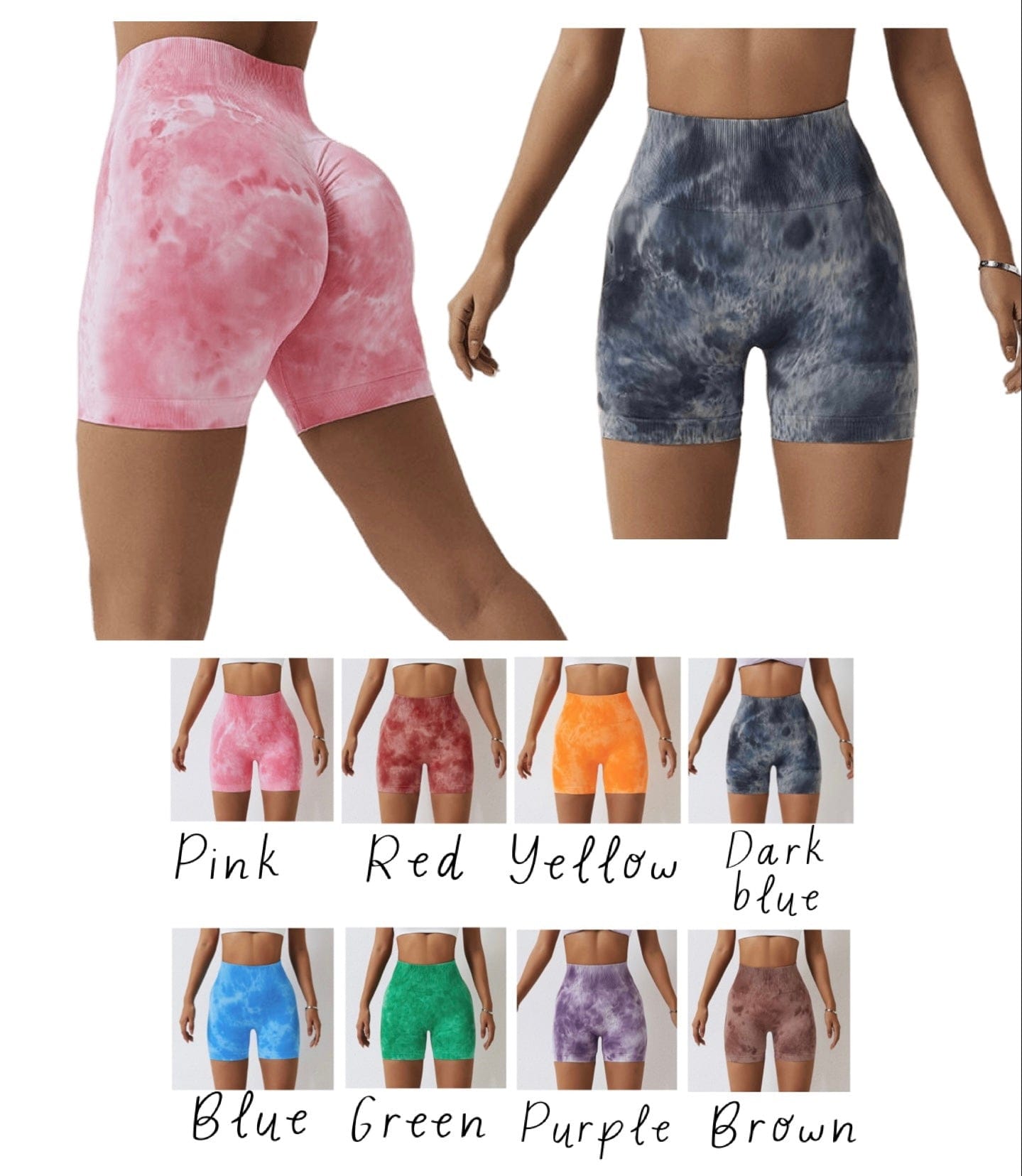 Embrace tie dye butt scrunch seamless shorts (L can fit XL) 3 inch inseam