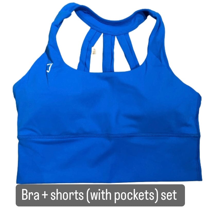 Energy trinity longline bra 6 inch inseam shorts set (with pockets) - 21 colours