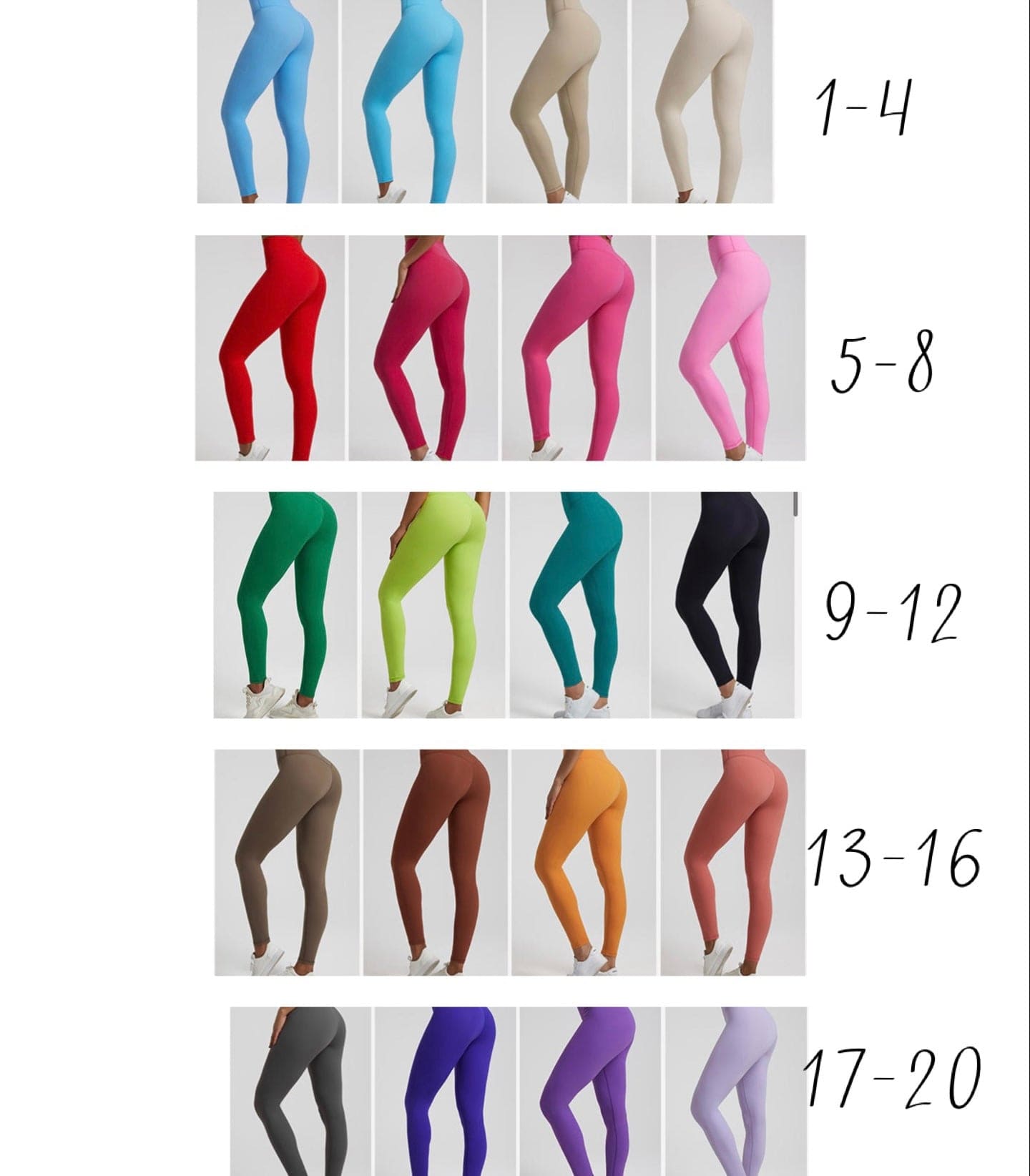 Elite seamless leggings (colour 11-20) 24.5 inch inseam